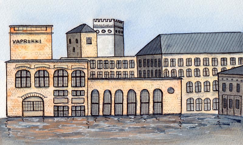 Vapriikki Watercolor Sketch, Tampere